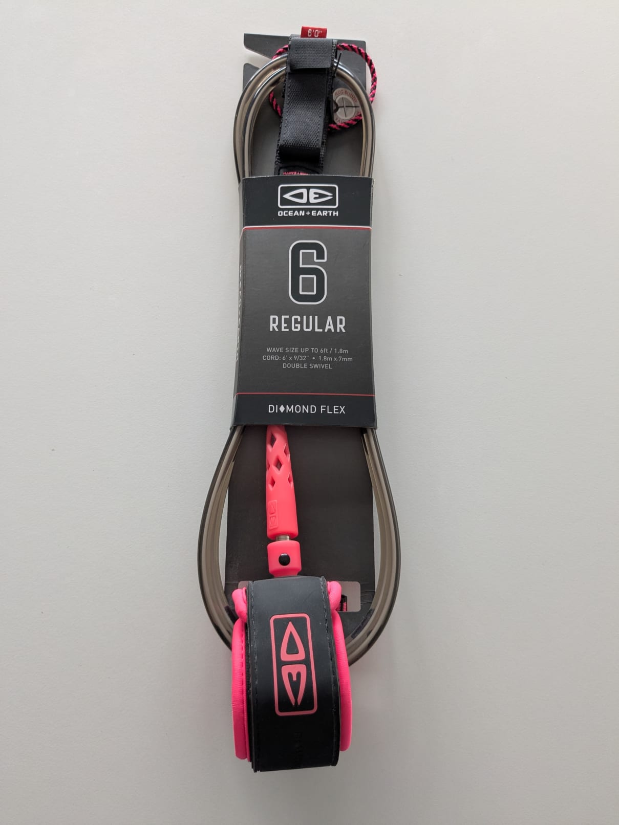 Ocean Earth Regular 7mm Grey/Pink Leash 6ft