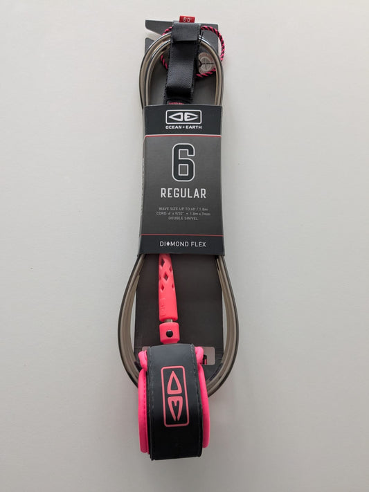 Ocean Earth Regular 7mm Grey/Pink Leash 6ft